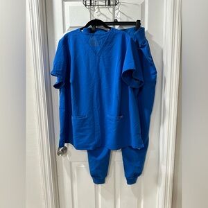 Figs 4x royal blue jogger scrubs set
